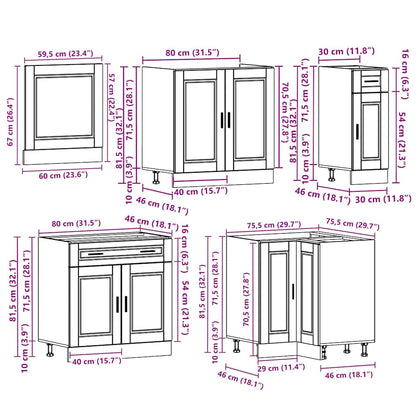 11 Piece Kitchen Cabinet Set Porto Sonoma Oak Engineered Wood