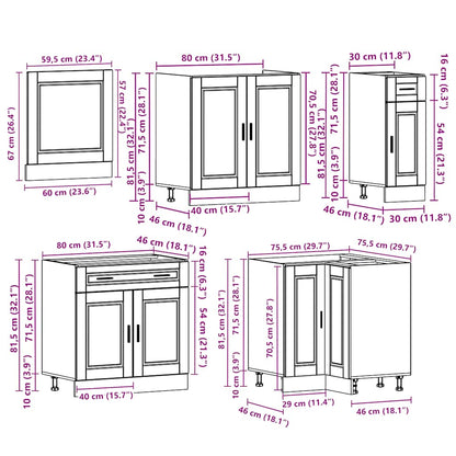 11 Piece Kitchen Cabinet Set Porto Grey Sonoma Engineered Wood