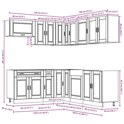 11 Piece Kitchen Cabinet Set Porto Grey Sonoma Engineered Wood