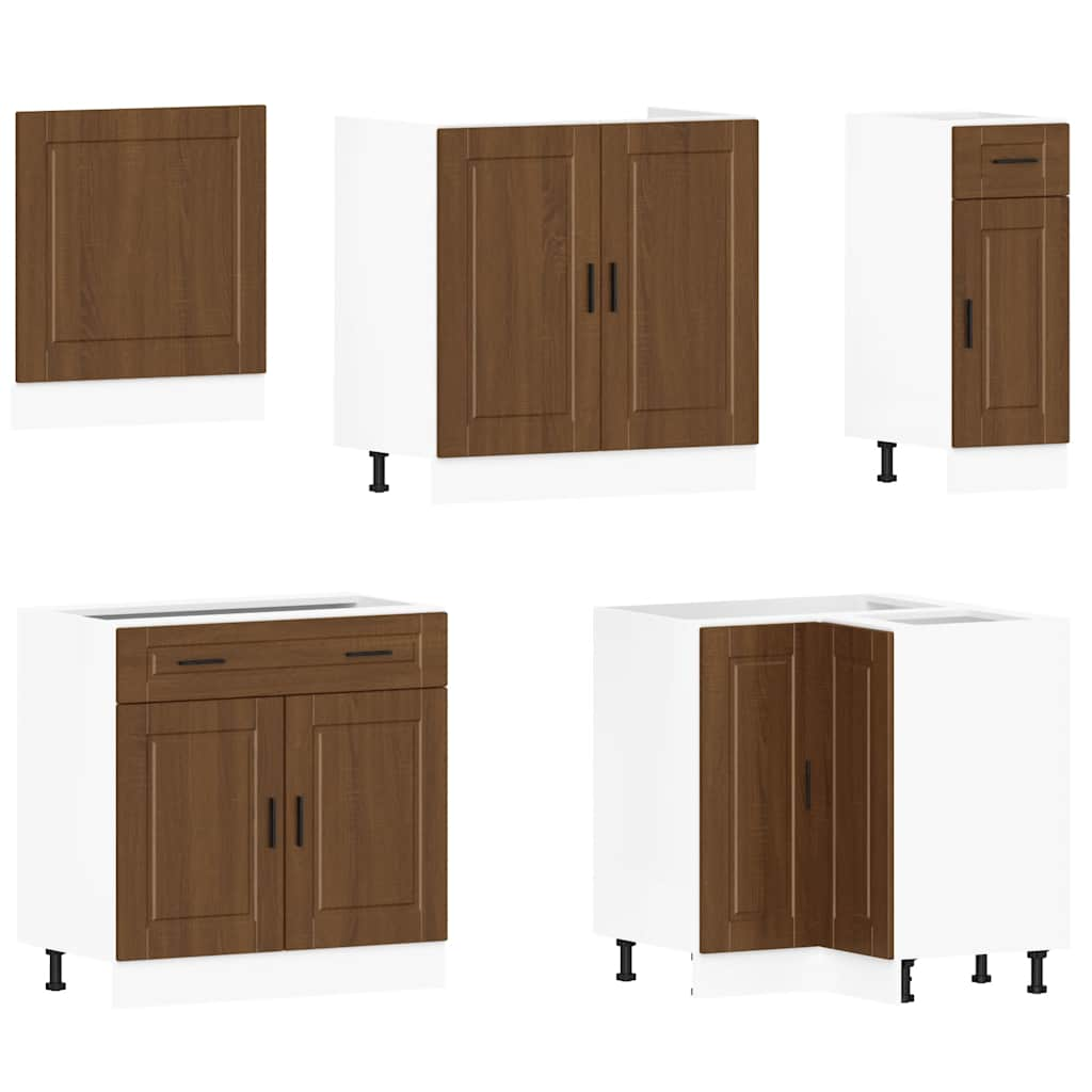 11 Piece Kitchen Cabinet Set Porto Brown Oak Engineered Wood