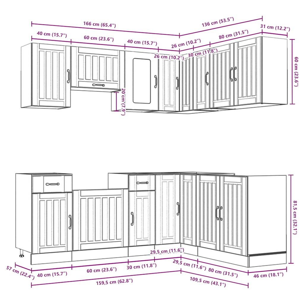 11 Piece Kitchen Cabinet Set Kalmar White Engineered Wood