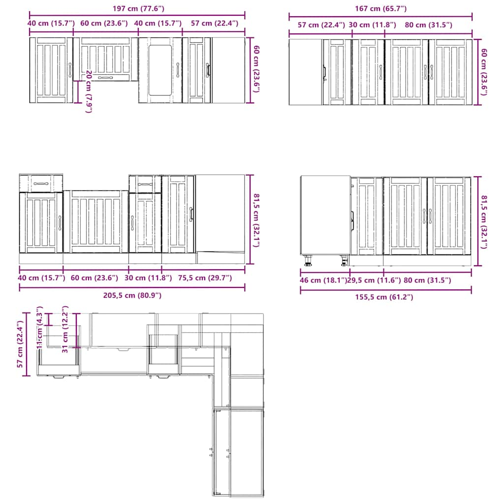 11 Piece Kitchen Cabinet Set Kalmar White Engineered Wood