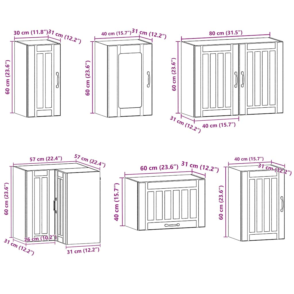 11 Piece Kitchen Cabinet Set Kalmar White Engineered Wood