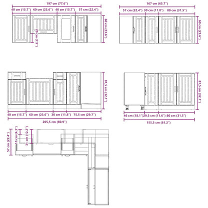 11 Piece Kitchen Cabinet Set Kalmar Black Engineered Wood