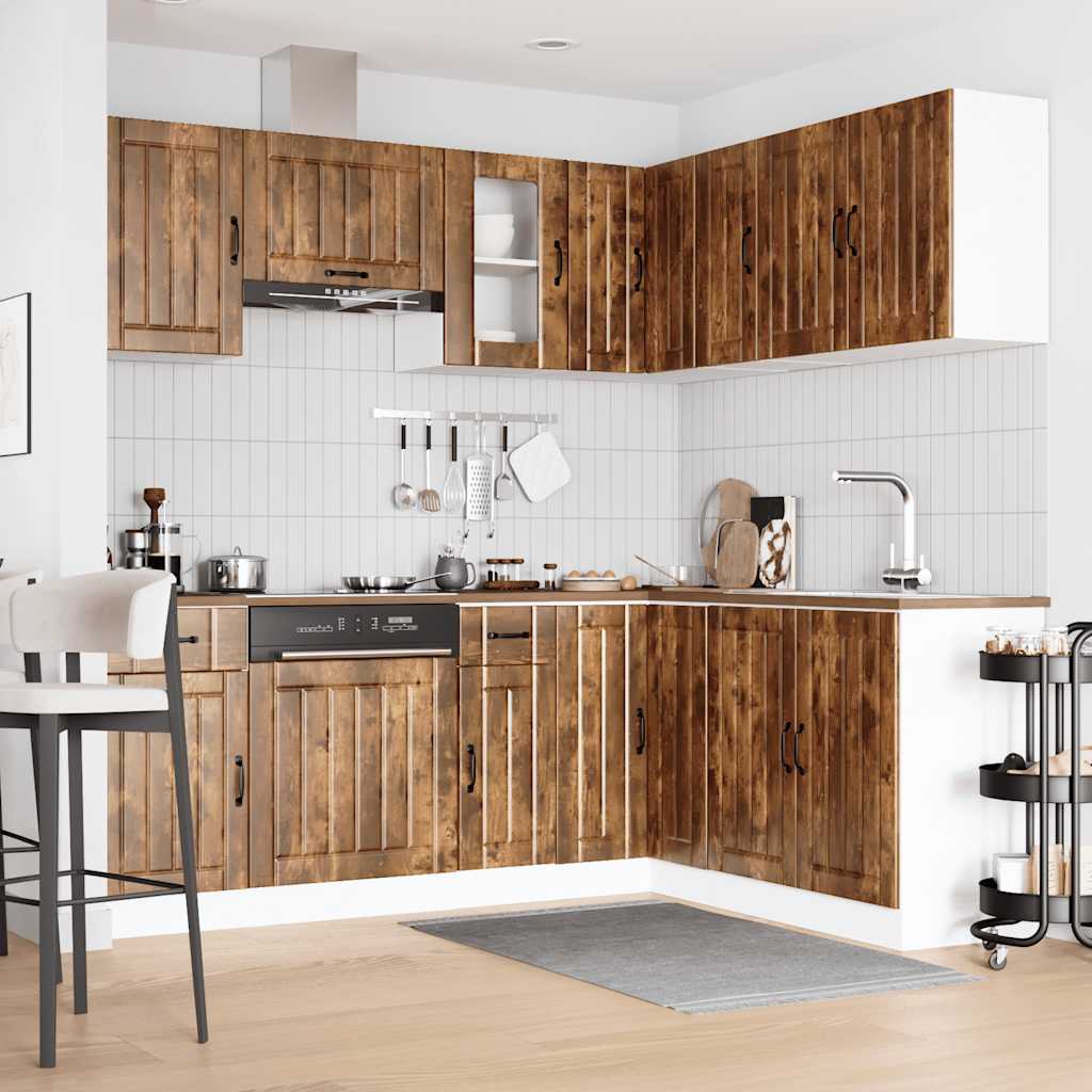 11 Piece Kitchen Cabinet Set Kalmar Smoked Oak Engineered Wood