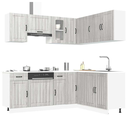 11 Piece Kitchen Cabinet Set Kalmar Grey Sonoma Engineered Wood