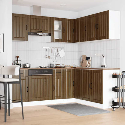 11 Piece Kitchen Cabinet Set Kalmar Brown Oak Engineered Wood