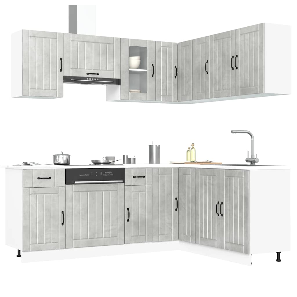 11 Piece Kitchen Cabinet Set Lucca Concrete Grey Engineered Wood