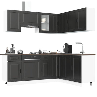 11 Piece Kitchen Cabinet Set Porto Black Engineered Wood