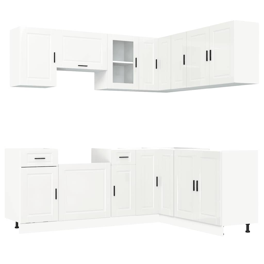 11 Piece Kitchen Cabinet Set Porto Gloss White Engineered Wood