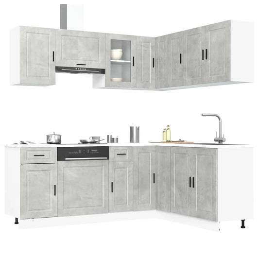 11 Piece Kitchen Cabinet Set Porto Concrete Grey Engineered Wood