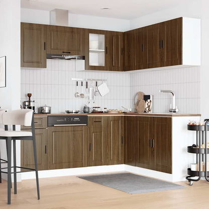 11 Piece Kitchen Cabinet Set Porto Brown Oak Engineered Wood