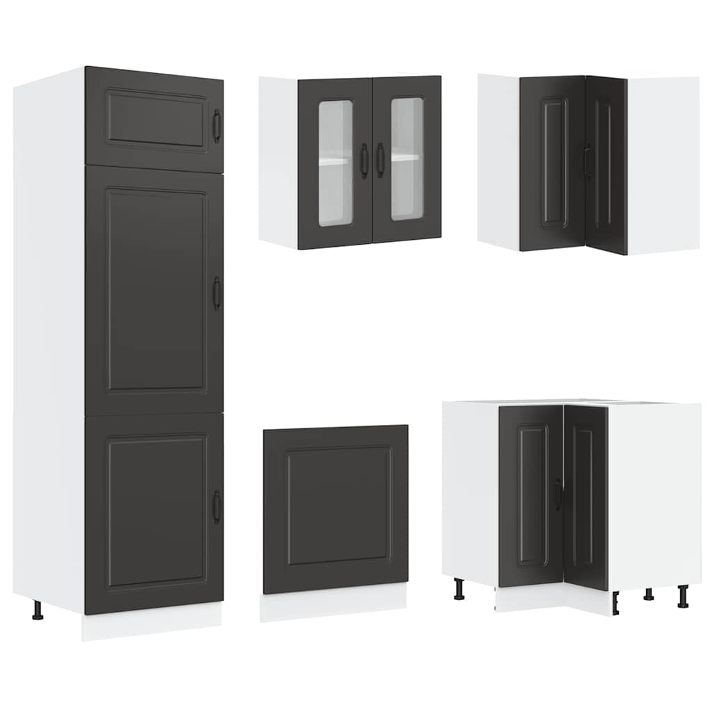 14 Piece Kitchen Cabinet Set Kalmar Black Engineered Wood