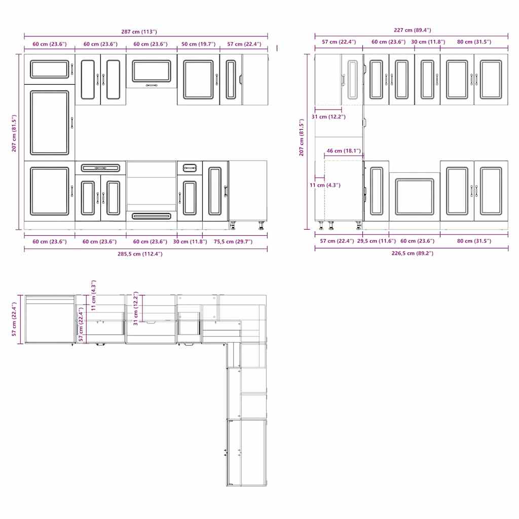 14 Piece Kitchen Cabinet Set Kalmar Old Wood Engineered Wood