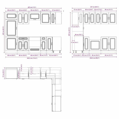 14 Piece Kitchen Cabinet Set Kalmar Old Wood Engineered Wood