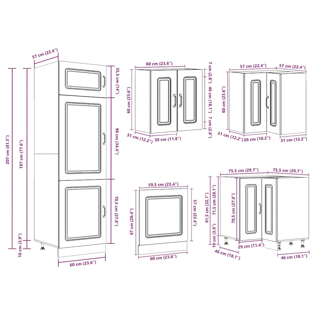 14 Piece Kitchen Cabinet Set Kalmar Old Wood Engineered Wood