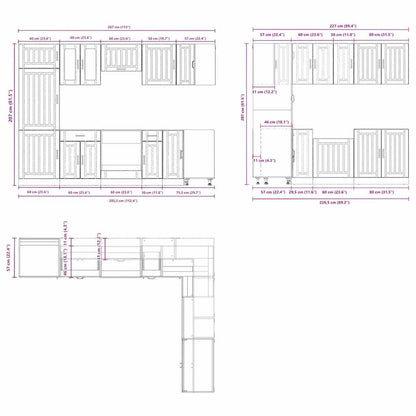 14 Piece Kitchen Cabinet Set Lucca White Engineered Wood