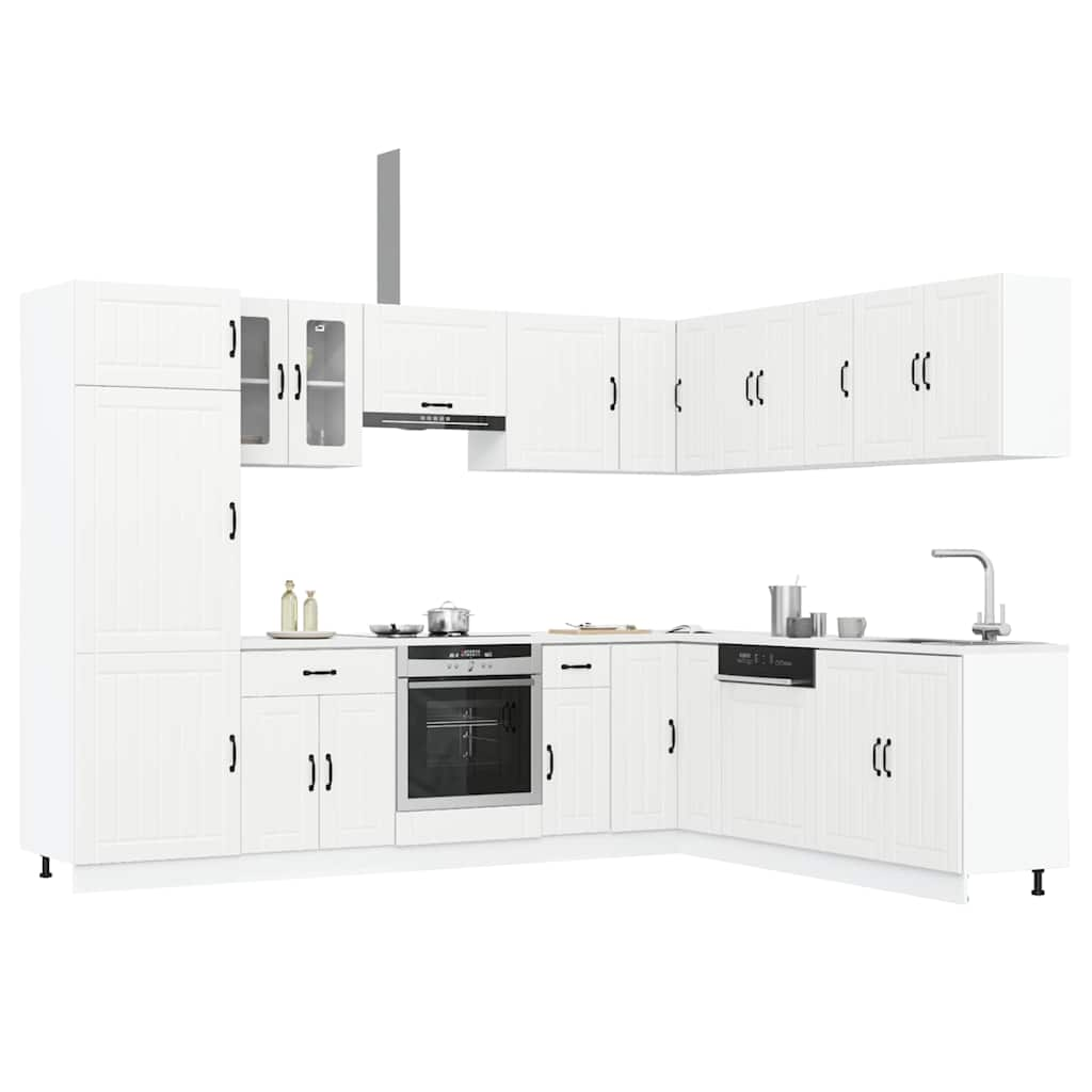 14 Piece Kitchen Cabinet Set Lucca White Engineered Wood