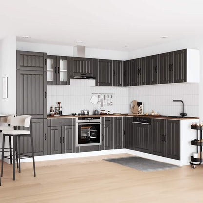 14 Piece Kitchen Cabinet Set Lucca Black Engineered Wood