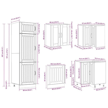 14 Piece Kitchen Cabinet Set Lucca Black Engineered Wood