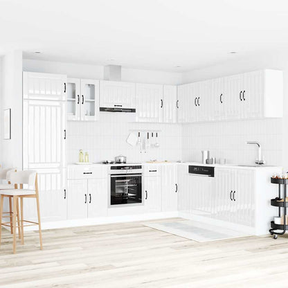 14 Piece Kitchen Cabinet Set Lucca Gloss White Engineered Wood