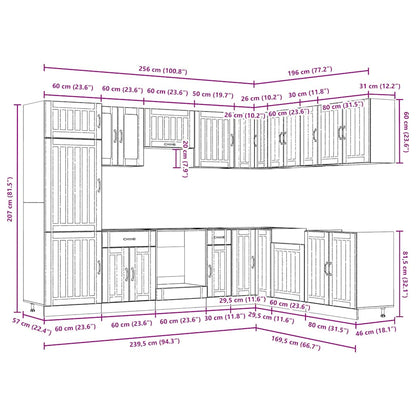 14 Piece Kitchen Cabinet Set Lucca Gloss White Engineered Wood