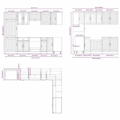 14 Piece Kitchen Cabinet Set Lucca Gloss White Engineered Wood