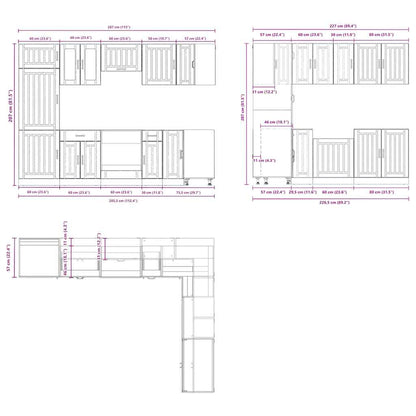 14 Piece Kitchen Cabinet Set Lucca Sonoma Oak Engineered Wood