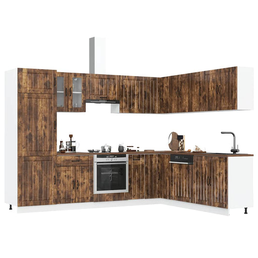 14 Piece Kitchen Cabinet Set Lucca Smoked Oak Engineered Wood