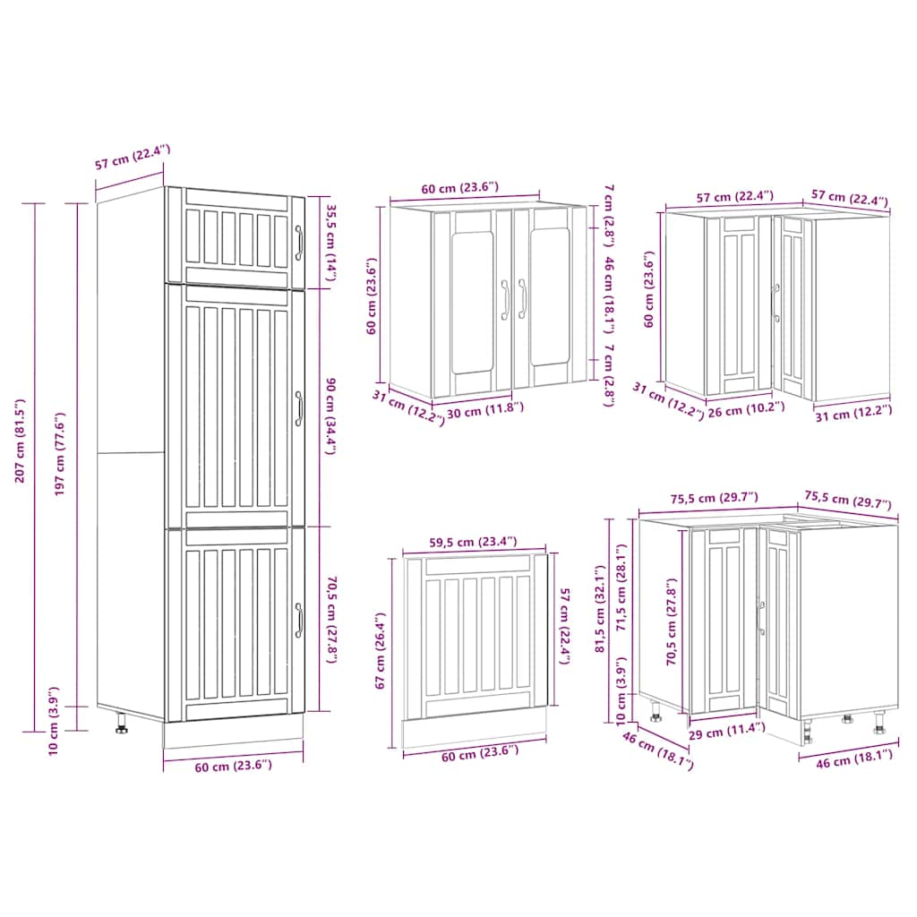 14 Piece Kitchen Cabinet Set Lucca Brown Oak Engineered Wood