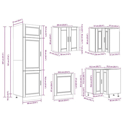 14 Piece Kitchen Cabinet Set Porto Black Engineered Wood