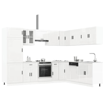 14 Piece Kitchen Cabinet Set Porto Gloss White Engineered Wood