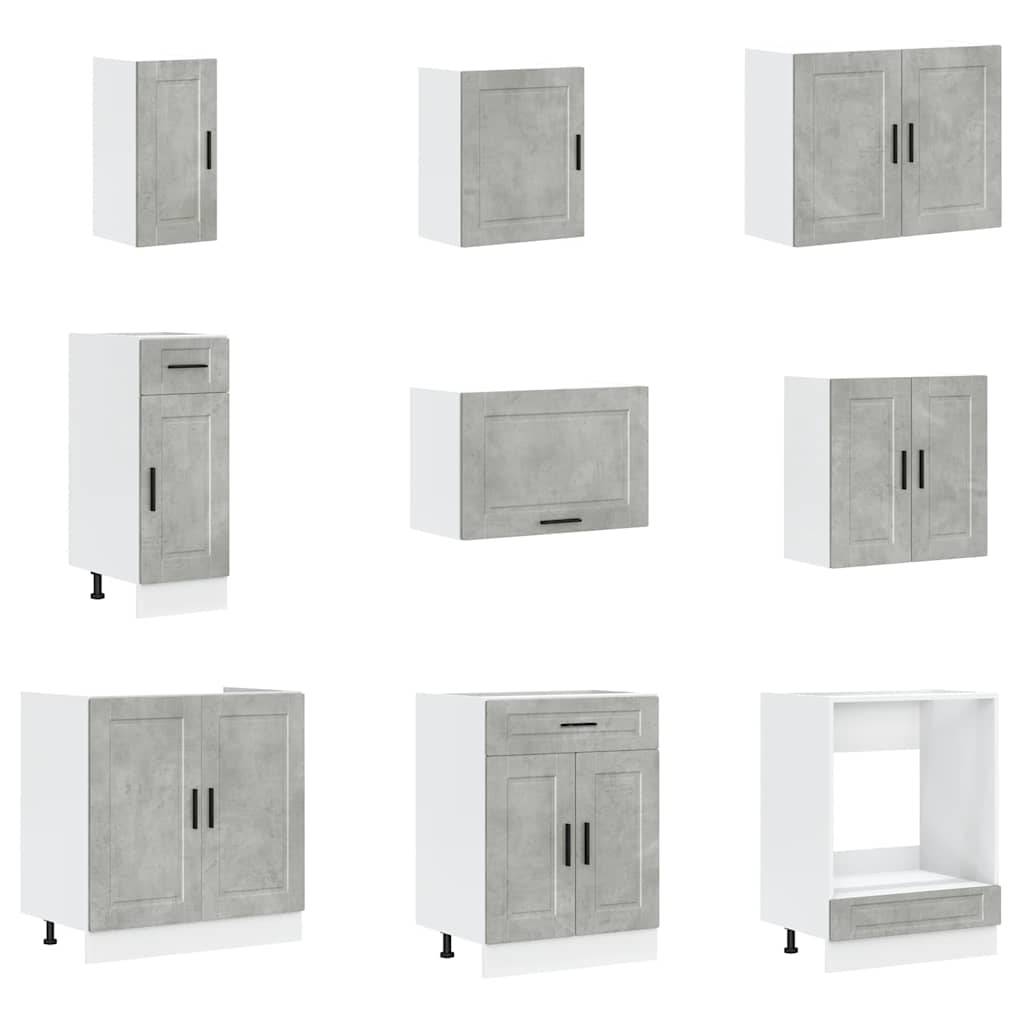 14 Piece Kitchen Cabinet Set Porto Concrete Grey Engineered Wood