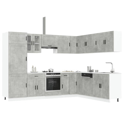 14 Piece Kitchen Cabinet Set Porto Concrete Grey Engineered Wood