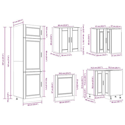 14 Piece Kitchen Cabinet Set Porto Smoked Oak Engineered Wood