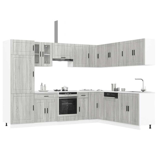 14 Piece Kitchen Cabinet Set Porto Grey Sonoma Engineered Wood