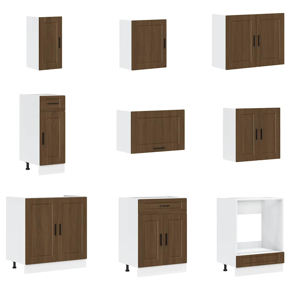 14 Piece Kitchen Cabinet Set Porto Brown Oak Engineered Wood