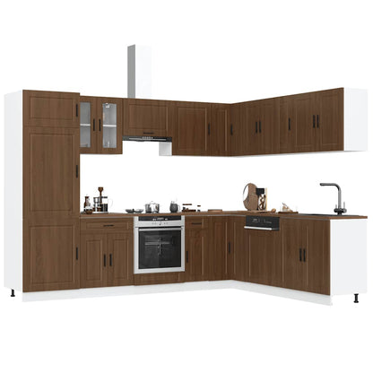 14 Piece Kitchen Cabinet Set Porto Brown Oak Engineered Wood