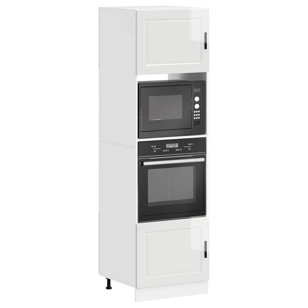 Oven Cabinets 2 pcs Porto Gloss White Engineered Wood