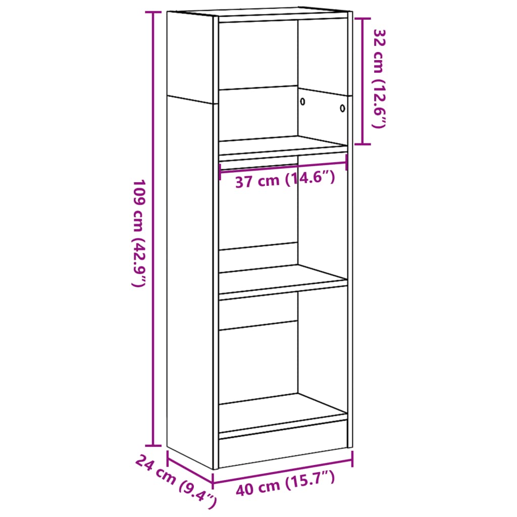 Bookcase Sonoma Oak 40x24x109 cm Engineered Wood