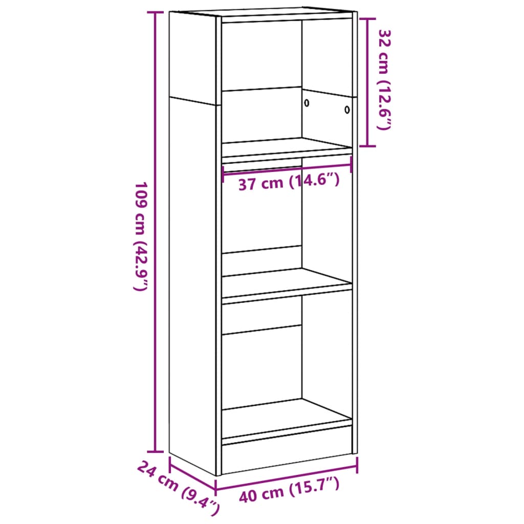 Bookcase Smoked Oak 40x24x109 cm Engineered Wood