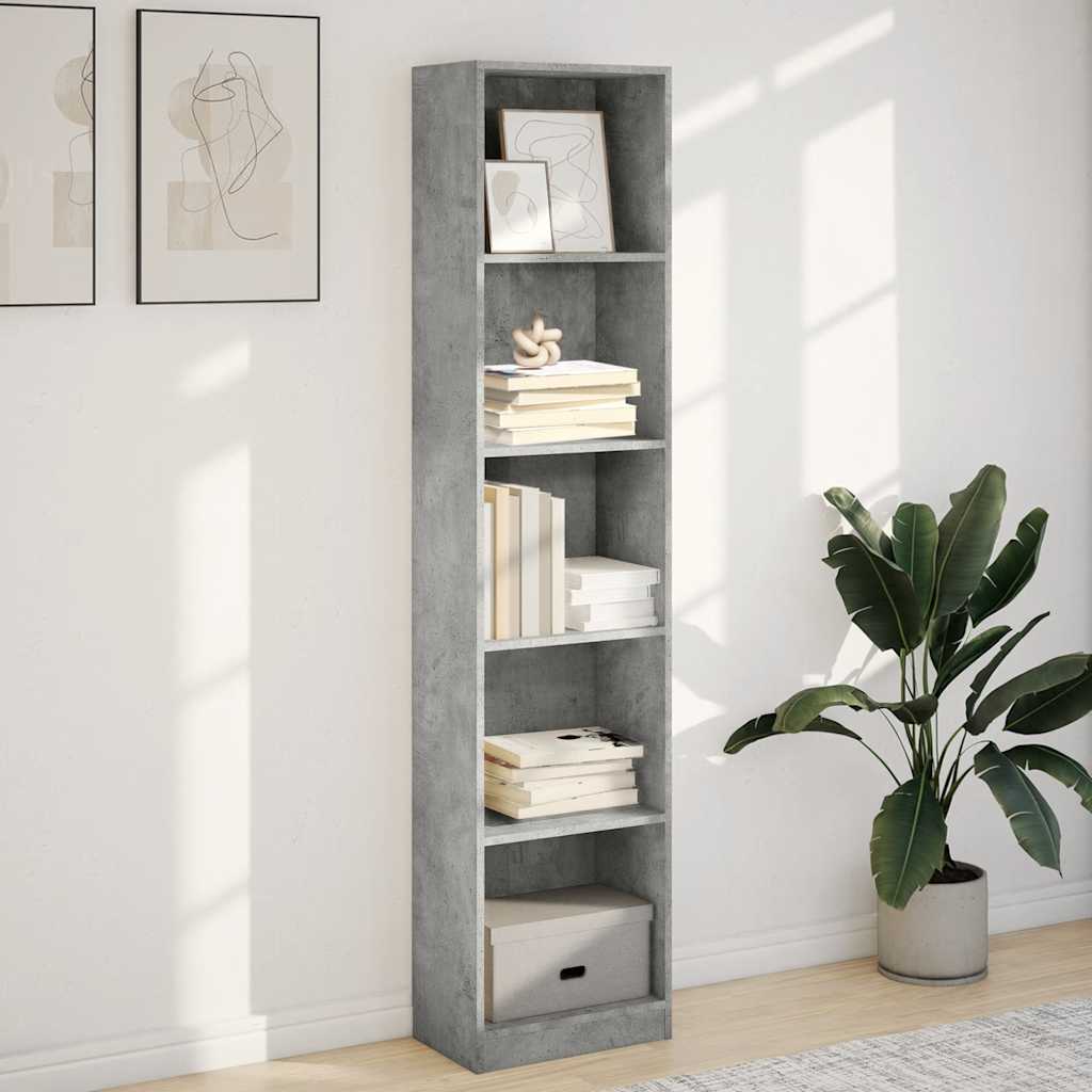 Bookcase Concrete Grey 40x24x176 cm Engineered Wood