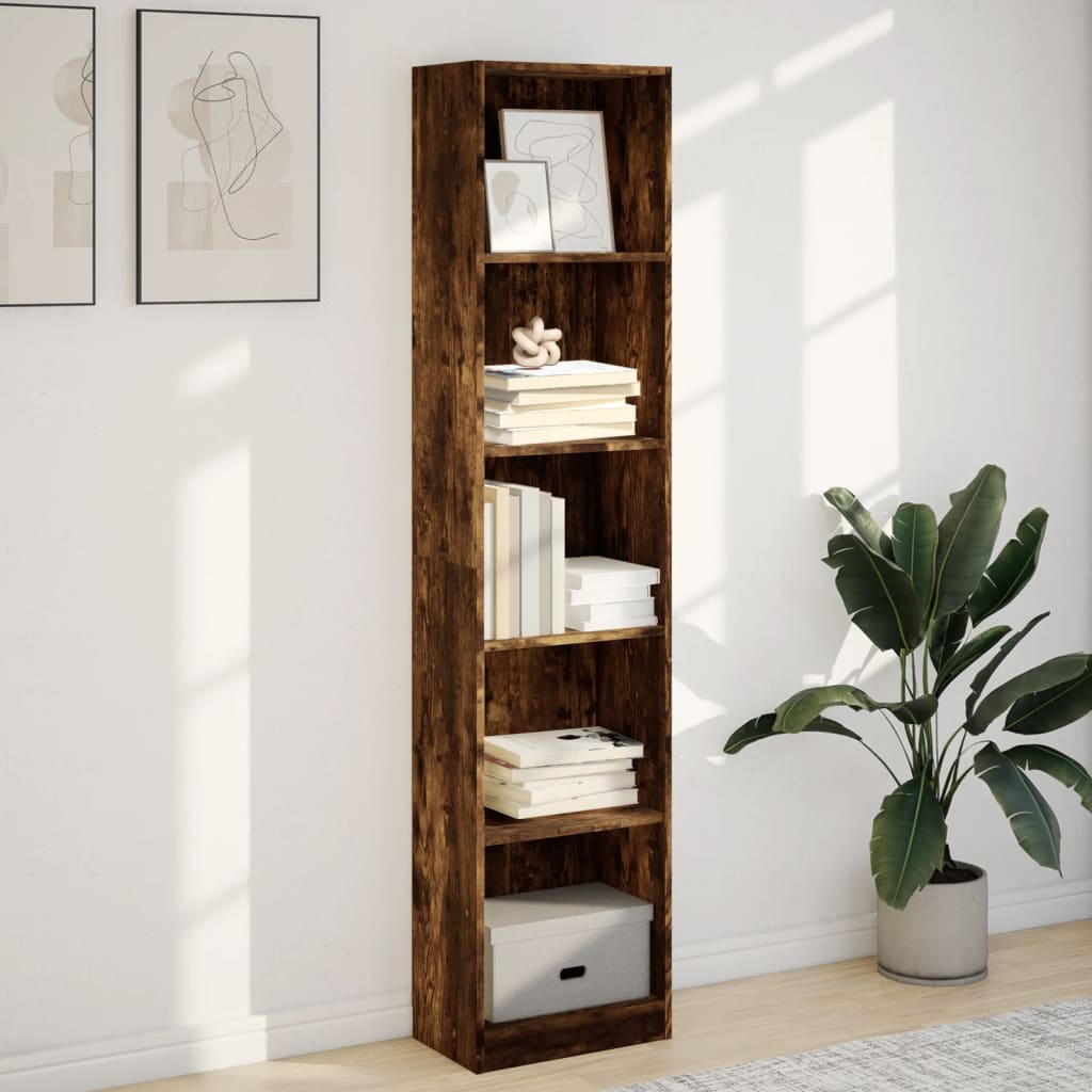 Bookcase Smoked Oak 40x24x176 cm Engineered Wood