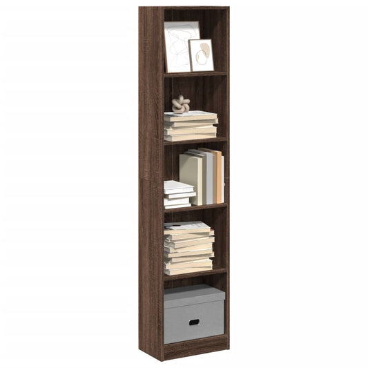 Bookcase Brown Oak 40x24x176 cm Engineered Wood