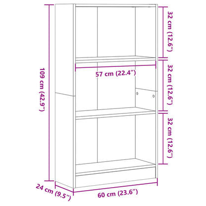 Bookcase White 60x24x109 cm Engineered Wood