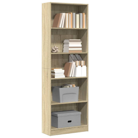 Bookcase Sonoma Oak 60x24x176 cm Engineered Wood