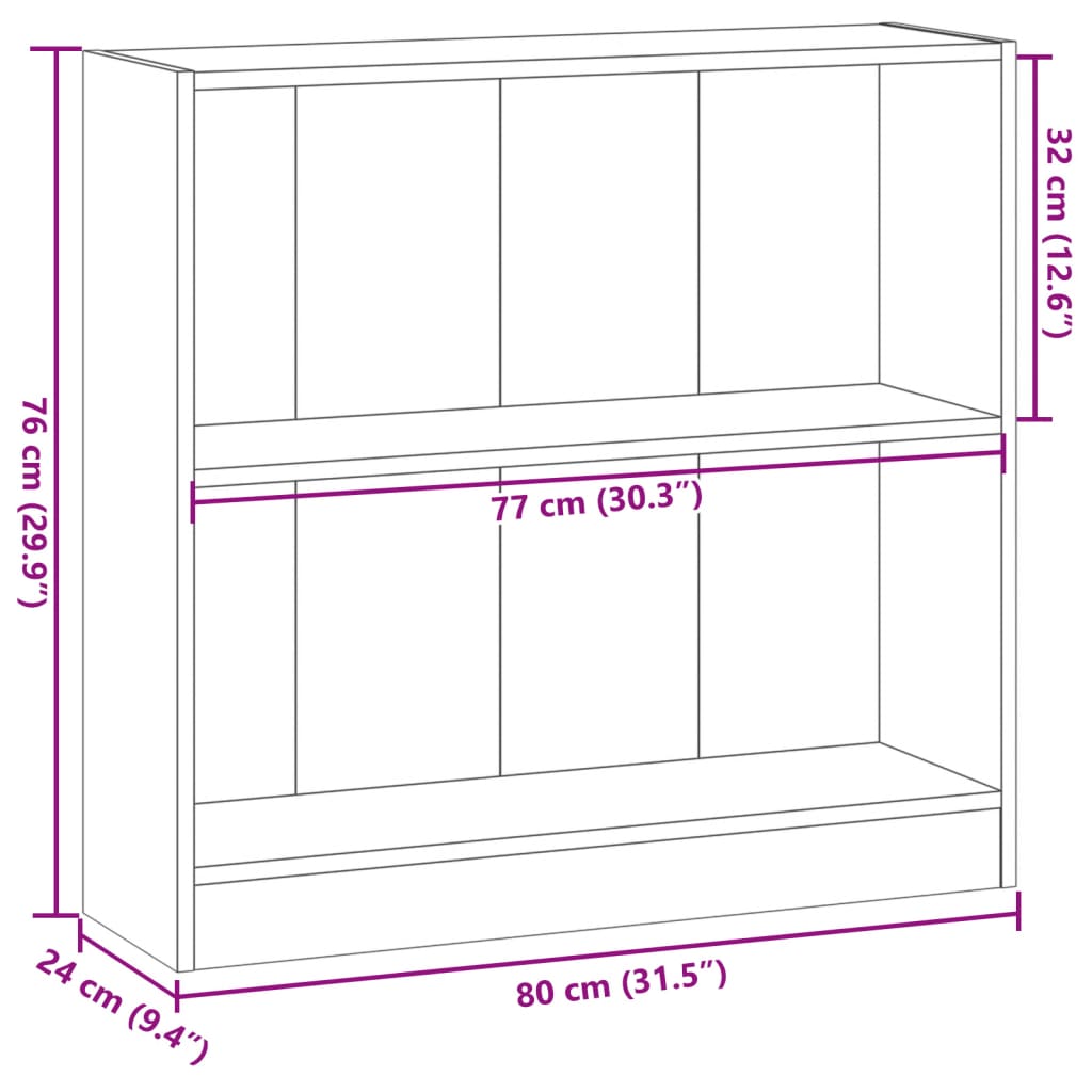 Bookcase Brown Oak 80x24x76 cm Engineered Wood