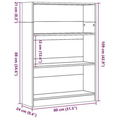 Bookcase Sonoma Oak 80x24x109 cm Engineered Wood