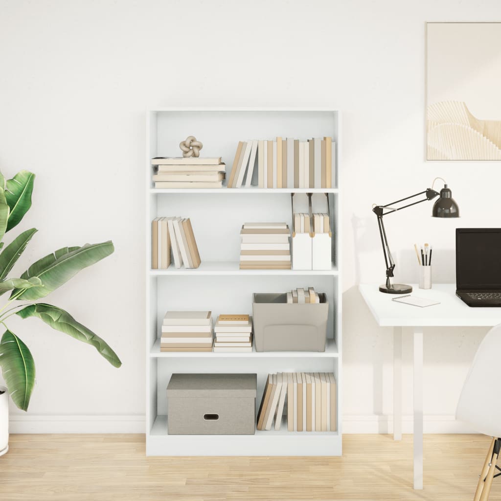 Bookcase White 80x24x143 cm Engineered Wood