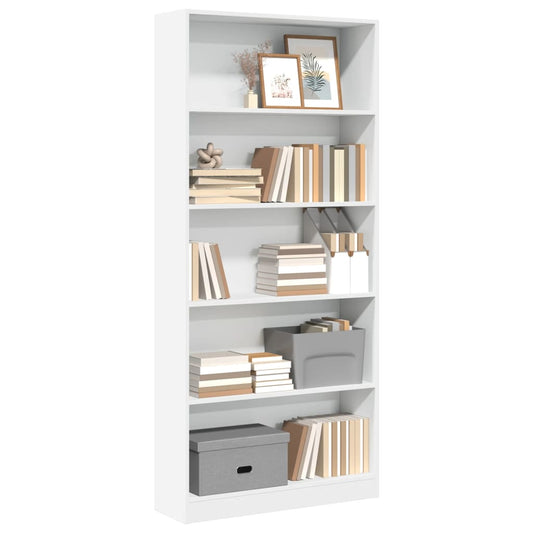 Bookcase White 80x24x176 cm Engineered Wood